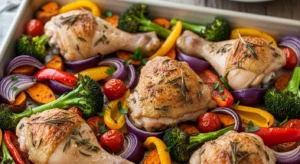 easy weeknight dinners sheet-pan chicken and veggies