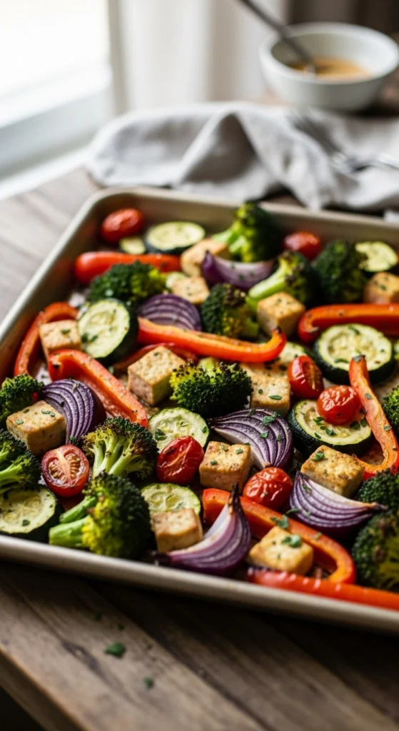 Nutritious Vegetarian family dinner That Kids and Adults Will Love 6 vegetarian family dinner sheet pan roasted vegetables tofu