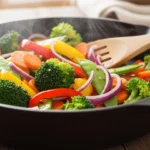 vegetarian family dinner colorful vegetable stir fry