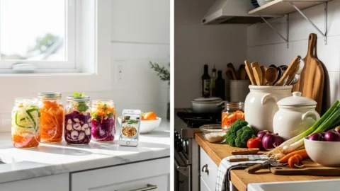 Home 27 Active fermentation process showing bubbles and wild culture activity in glass jar