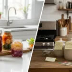 Best fermentation blogs comparison featuring homemade fermented foods including sauerkraut kombucha and kimchi