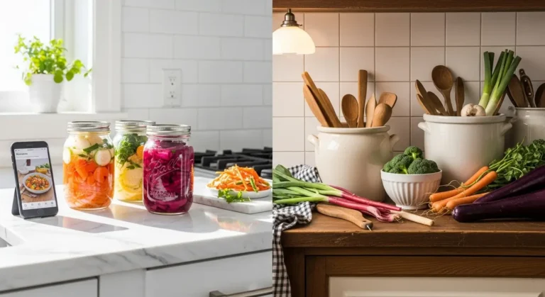 Pedro Recipes vs Wild Fermentation – Which Fermentation Blog Is Best for Home Cooks? 2 Fermentation guide comparison showing modern and traditional kitchen setups