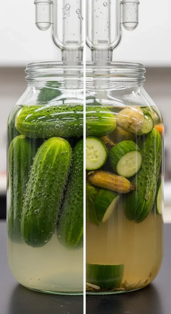 Your Friendly Guide to Cucumber Fermentation 8 Cucumber fermentation troubleshooting comparison showing correct versus incorrect fermentation