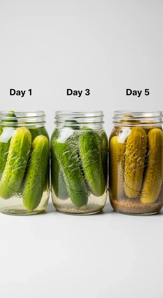 How to Make Probiotic Pickles in Under 5 Days 7 Probiotic pickles fermentation process from day 1 to day 5