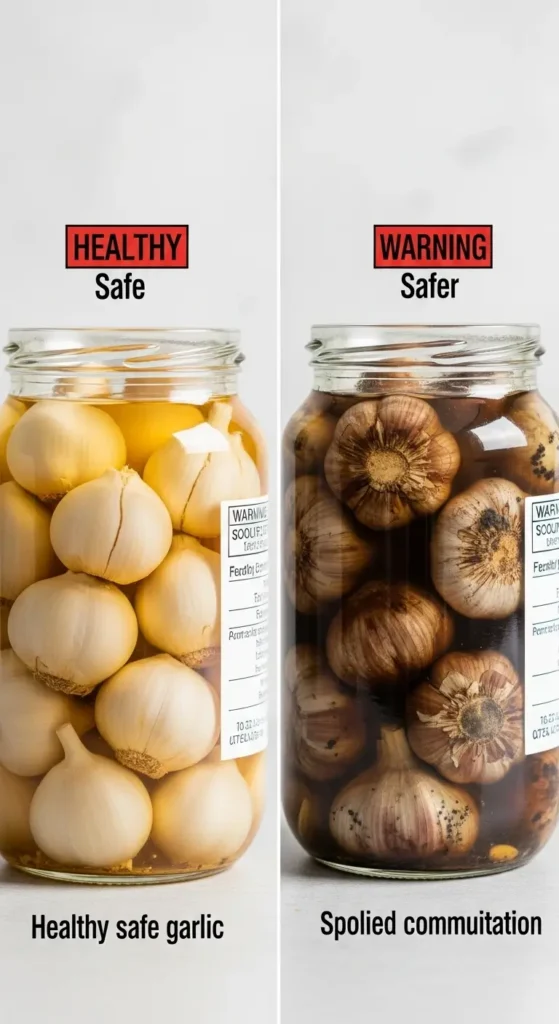 Fermented Garlic Safety: Detailed Guide for US Home Cooks 8 Fermented garlic safety comparison showing safe fermented garlic versus spoiled contaminated garlic