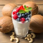 Vegan Kefir Alternatives: Coconut and Cashew Cultivation Methods 9 Homemade vegan kefir alternatives in mason jars during fermentation process