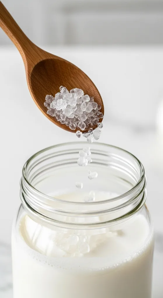 Vegan Kefir Alternatives: Coconut and Cashew Cultivation Methods 7 Adding water kefir grains to coconut milk to make vegan kefir alternatives