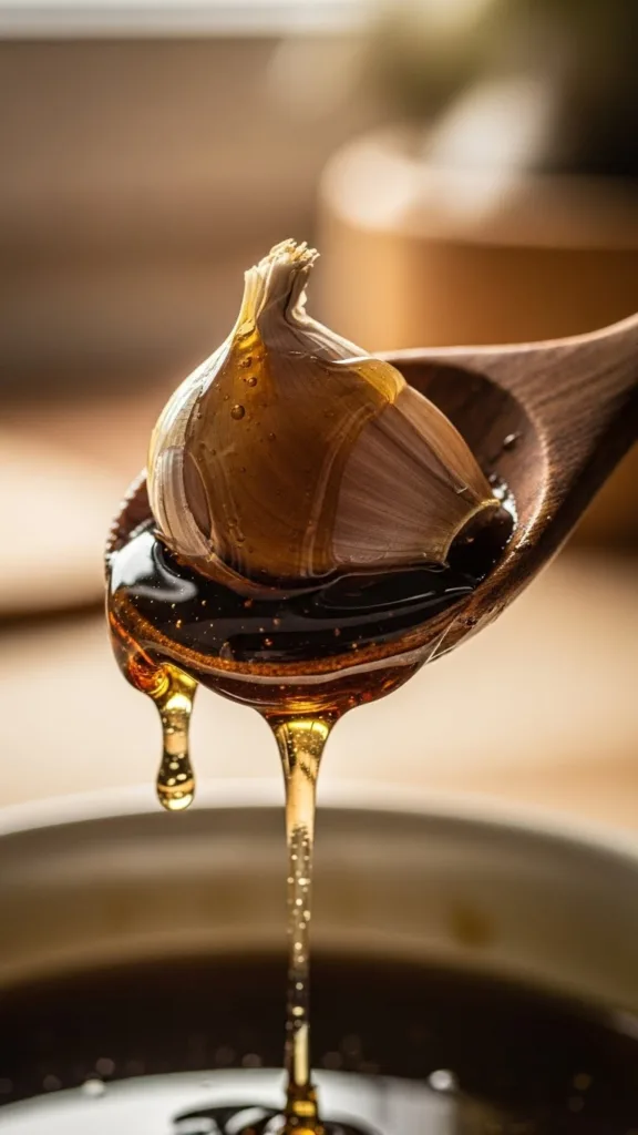 The texture of a fermented garlic clove after one month.