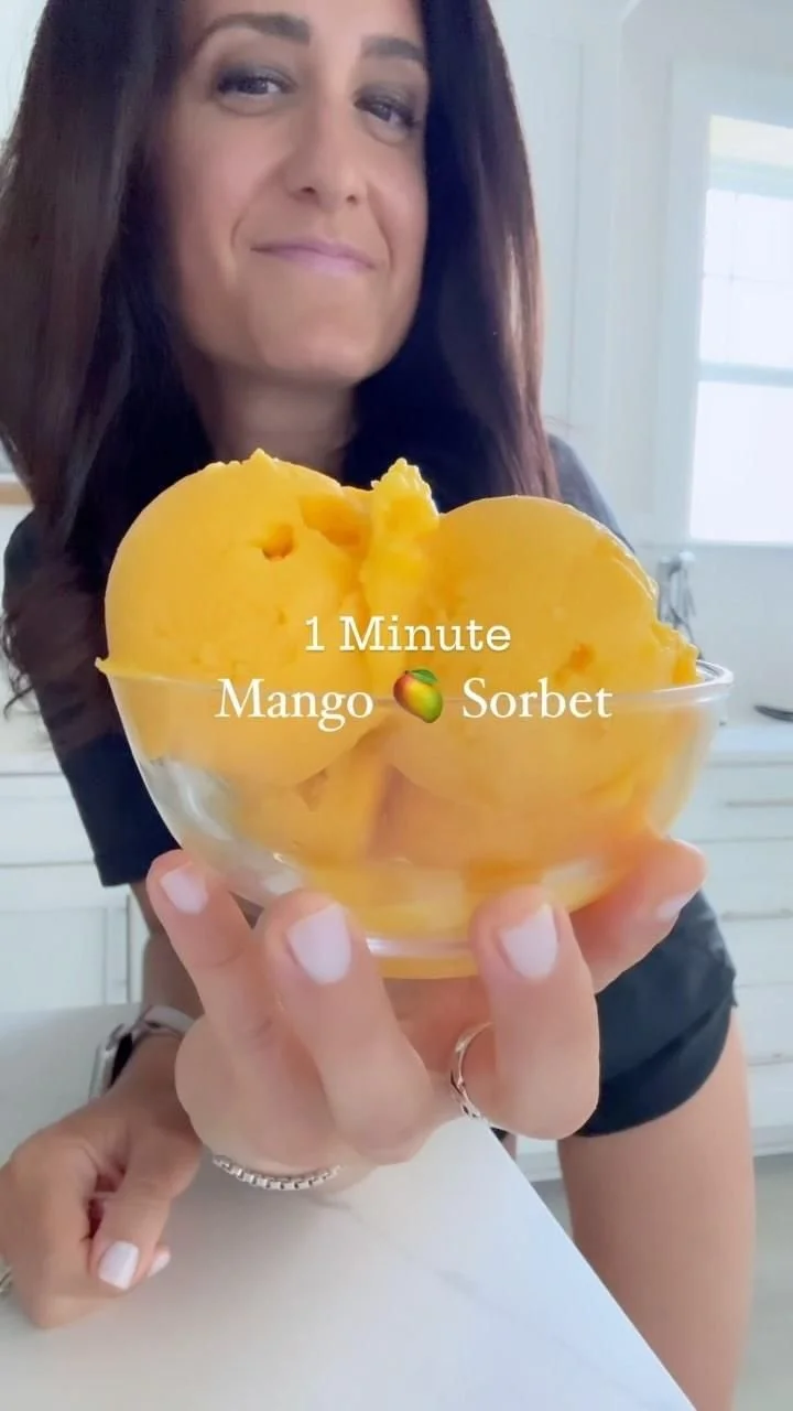 Bowl of delicious homemade 1-Ingredient Mango Sorbet