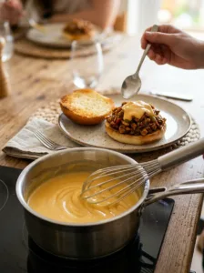 Saucepan stirring cheese 202603230432