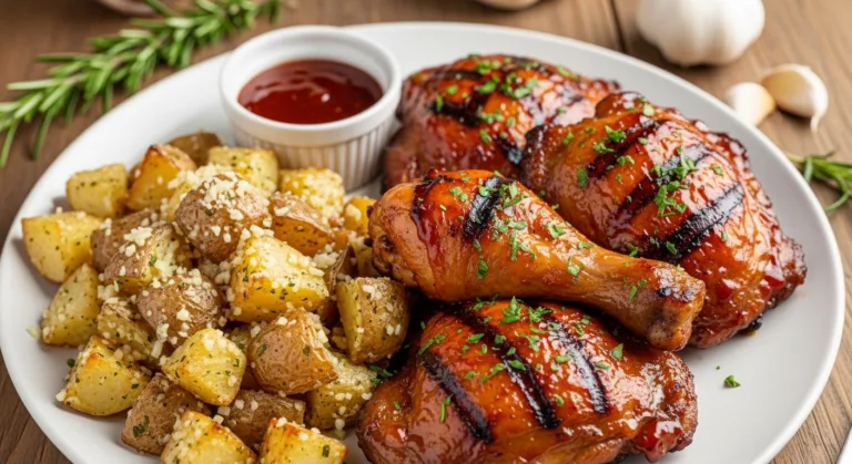 Honey BBQ Chicken with Garlic Parmesan Potatoes