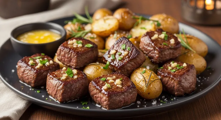Garlic Butter Beef Bites with Potatoes