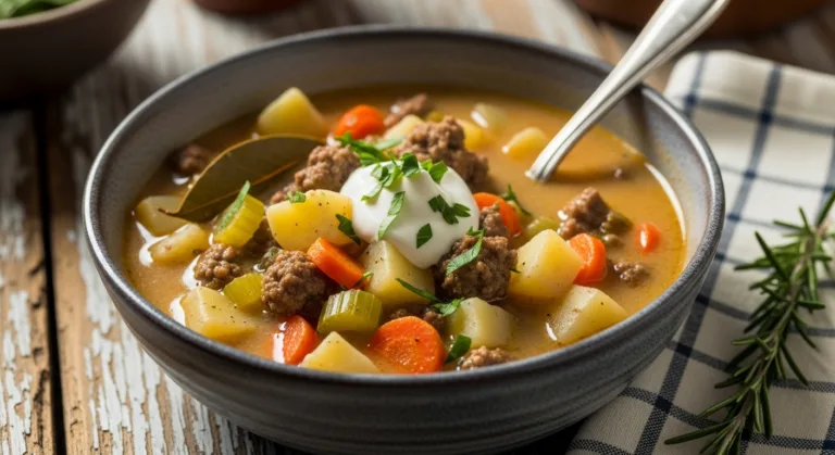 Crockpot Creamy Potato & Hamburger Soup