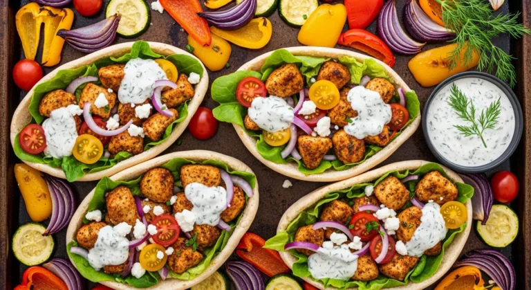 Sheet Pan Chicken Pitas with Herby Ranch Recipe