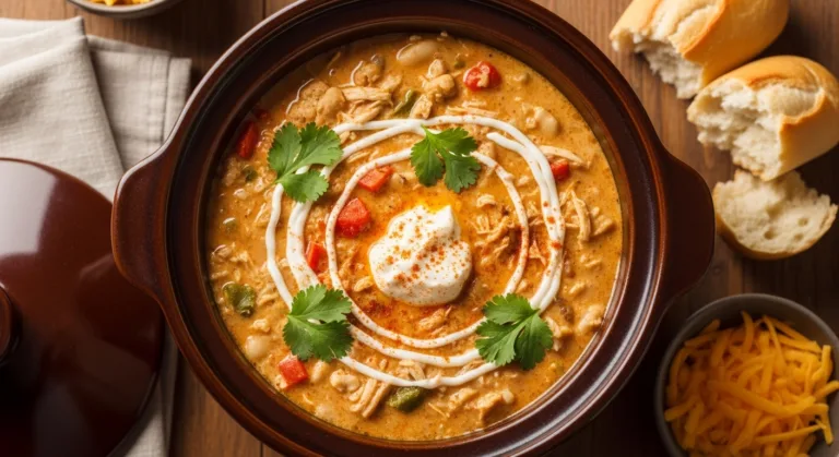 Crockpot White Chicken Chili with Cream Cheese