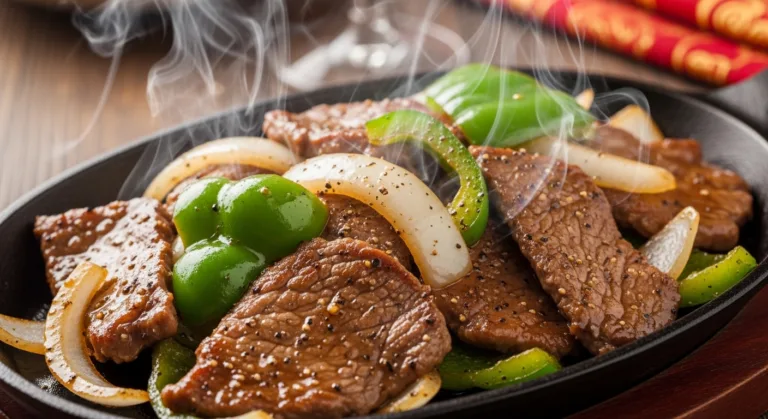 Sizzling Chinese Pepper Steak with Onions 4 Sizzling Chinese Pepper Steak with Onions