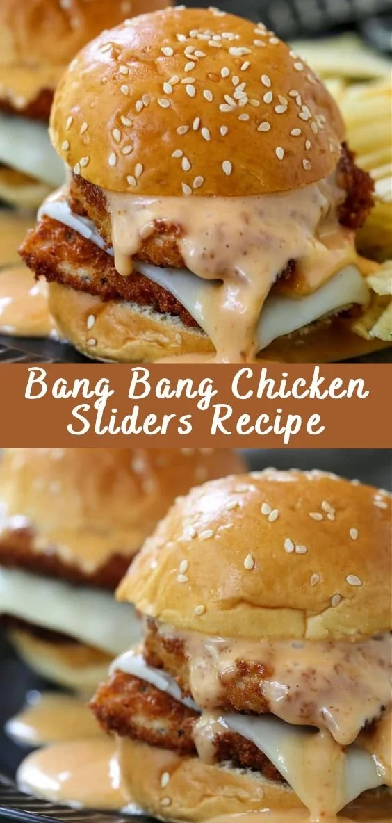 Delicious Bang Bang Chicken sliders topped with spicy sauce and fresh ingredients