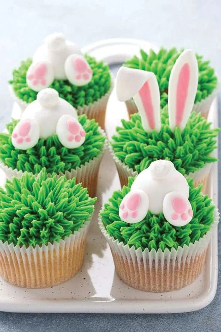 Adorable Bunny Cupcakes decorated for Easter celebration