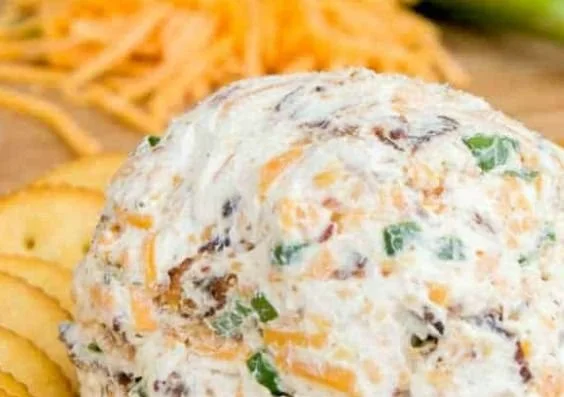 Cheddar Ranch Cheeseball served with crackers and veggies