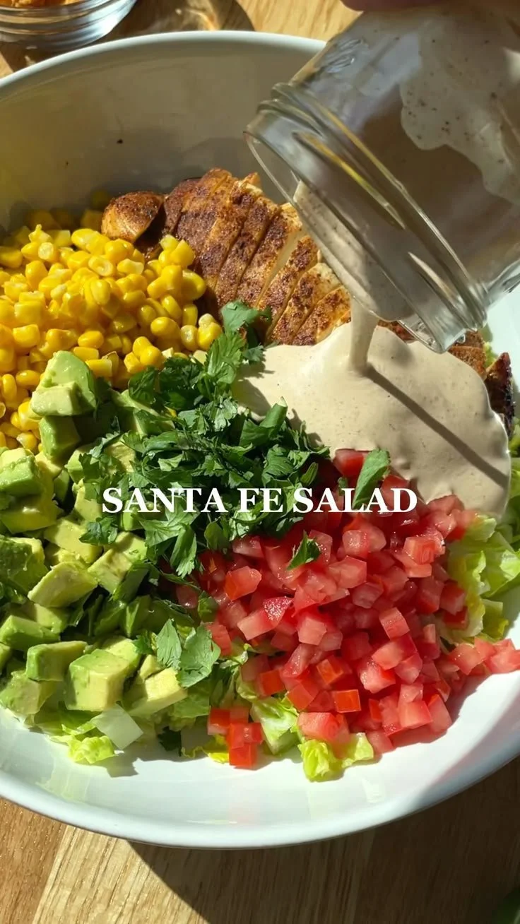 Copycat Santa Fe Salad with fresh ingredients and vibrant colors