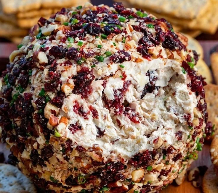 Cranberry Pecan Cheese Ball served on a platter