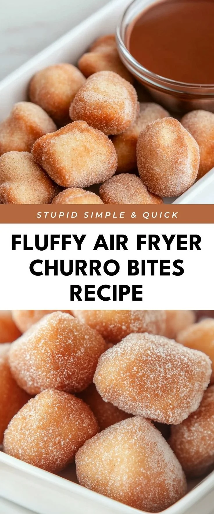 Delicious crispy air fryer churro bites coated in cinnamon sugar