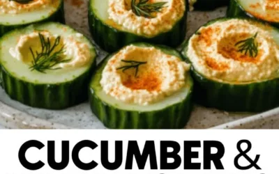 Cucumber Hummus Bites served on a platter with fresh ingredients