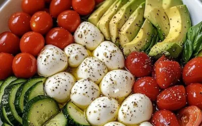 Fresh Cucumber Mozzarella Salad with herbs and dressing