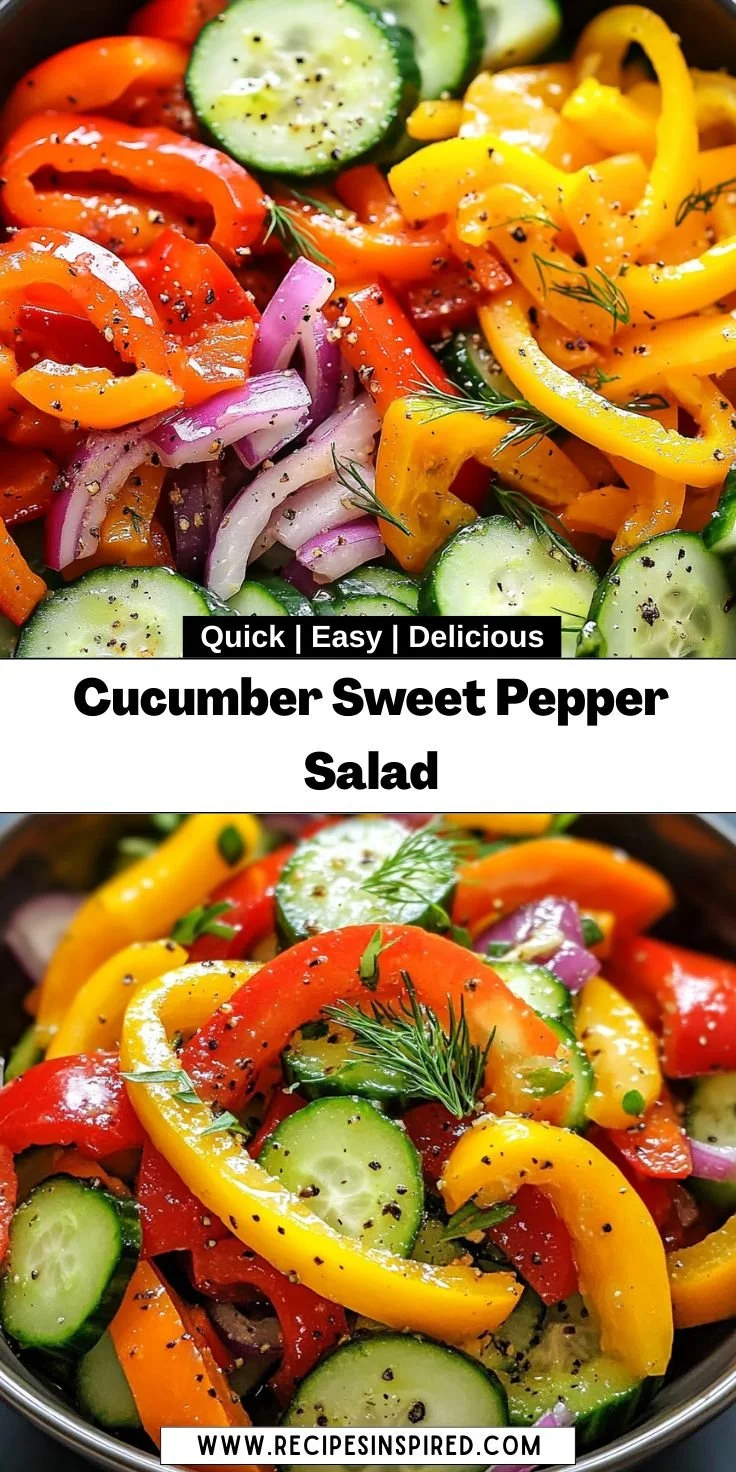 Cucumber Sweet Pepper Salad with fresh ingredients in a bowl