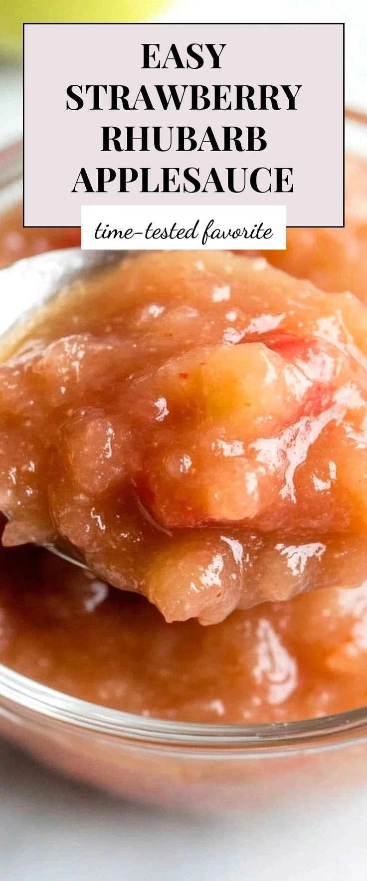 Bowl of easy strawberry rhubarb applesauce with fresh strawberries and rhubarb