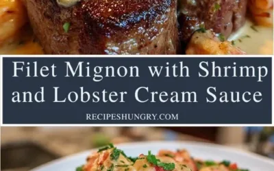 Delicious Filet Mignon topped with Shrimp and Lobster Cream Sauce