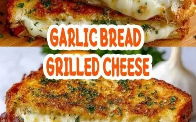 Garlic Bread Grilled Cheese sandwich with melted cheese and crispy garlic flavor
