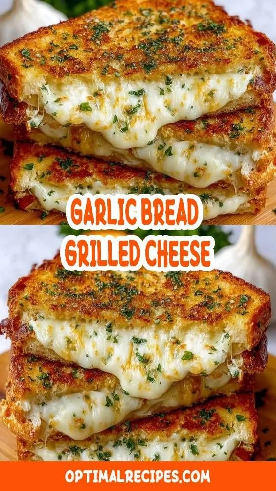 Garlic Bread Grilled Cheese sandwich with melted cheese and crispy garlic flavor
