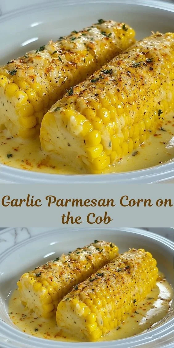 Delicious Garlic Parmesan Corn on the Cob served on a platter