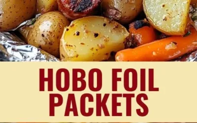 Delicious Hobo Foil Packets prepared with vegetables and meat for grilling.