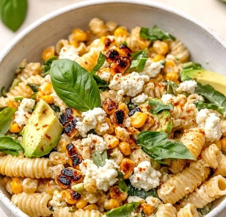 Delicious Juicy Street Corn Pasta Salad with fresh ingredients