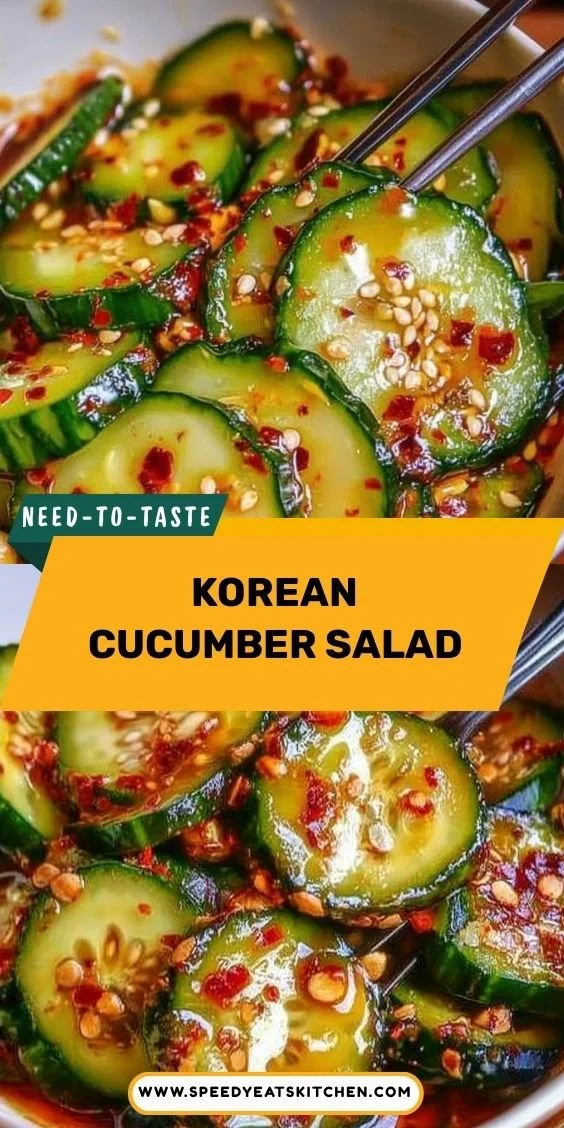 Delicious Korean Cucumber Salad served in a bowl with sesame seeds and green onions.