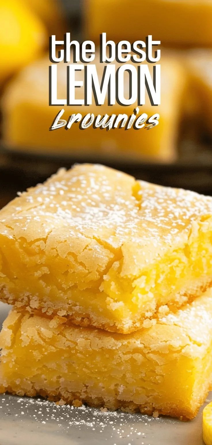 Delicious lemon brownies with a bright lemon glaze on top