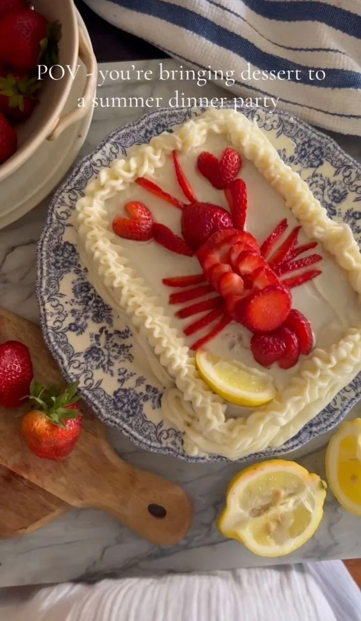 Lemon Cake with Strawberries