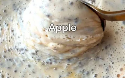 Delicious overnight apple chia pudding topped with fresh apple slices