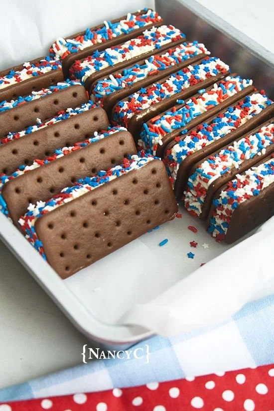 Patriotic Ice Cream Sandwiches
