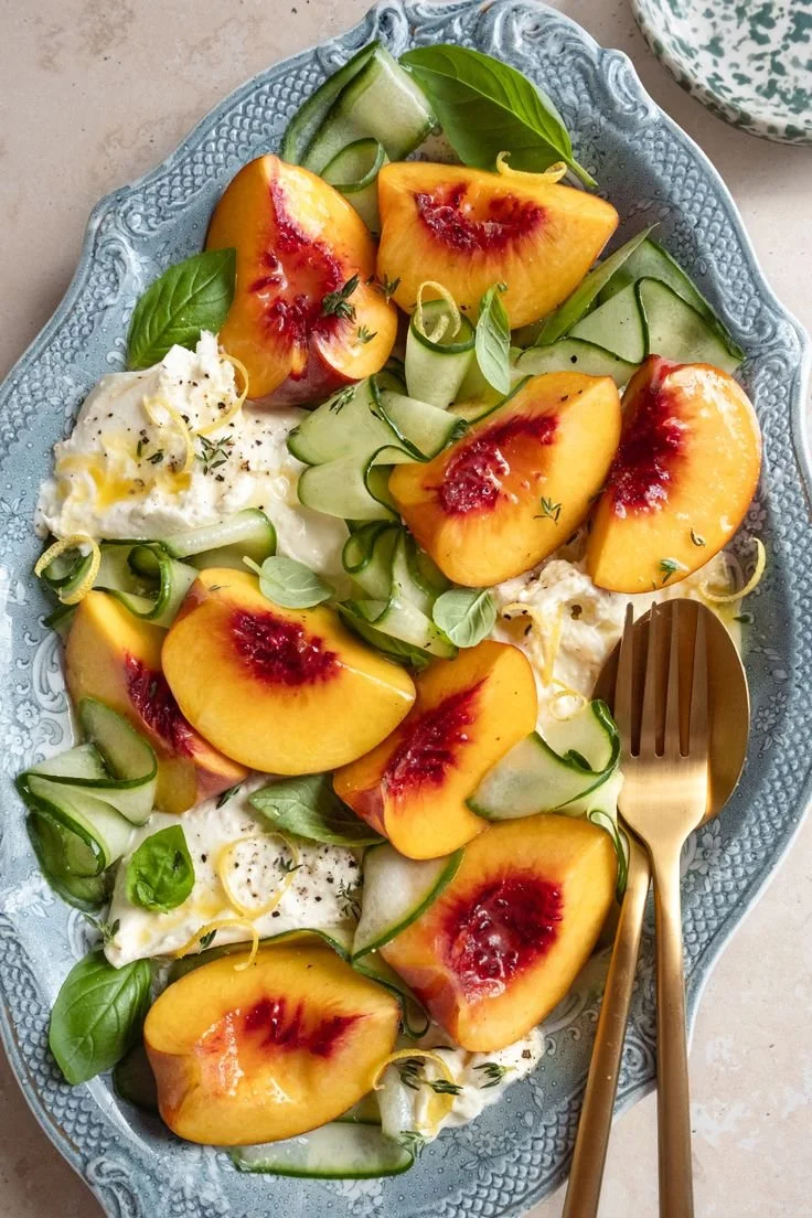 Peach Caprese Salad with Burrata
