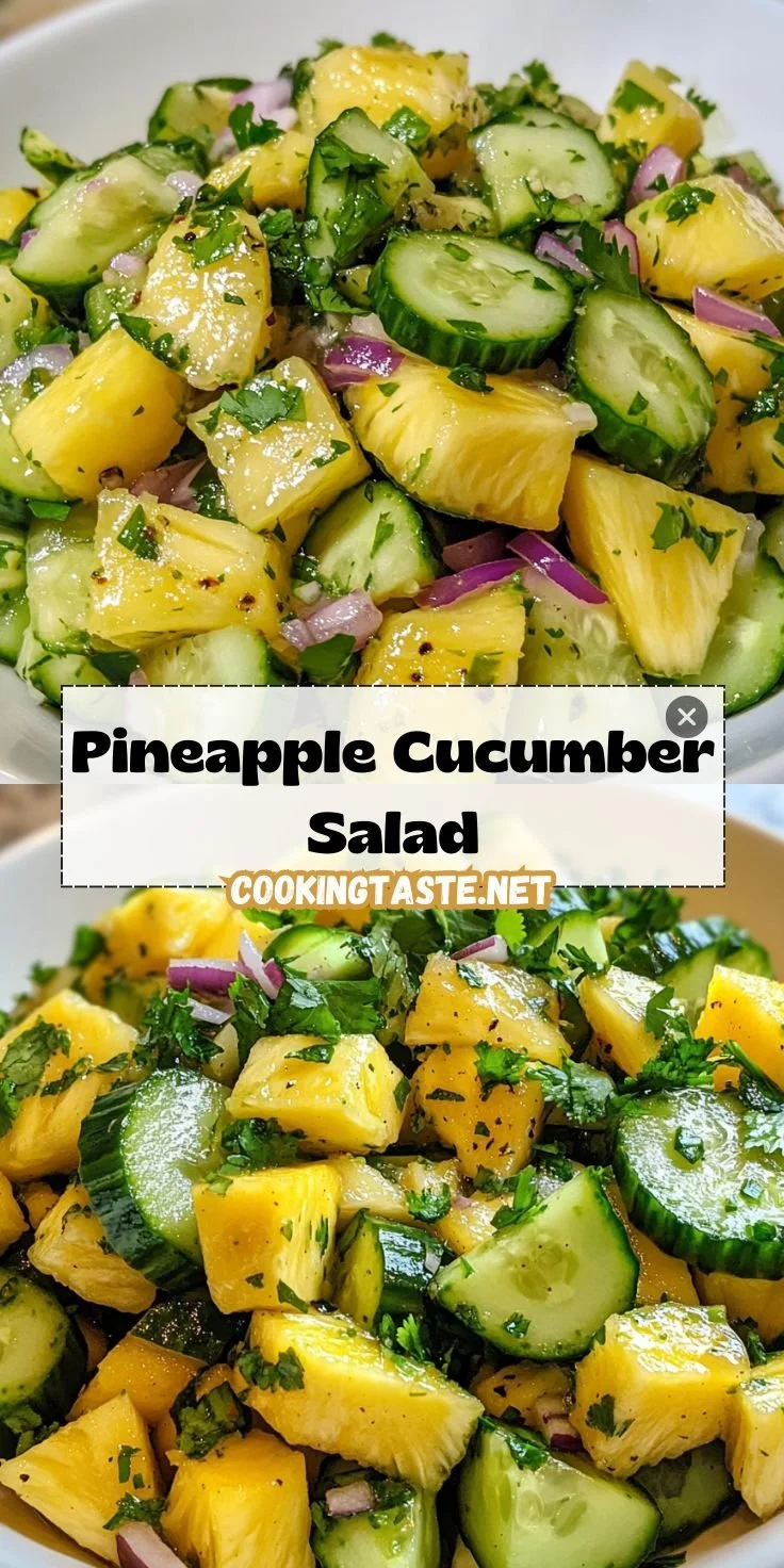 Pineapple Cucumber Salad with fresh ingredients in a bowl