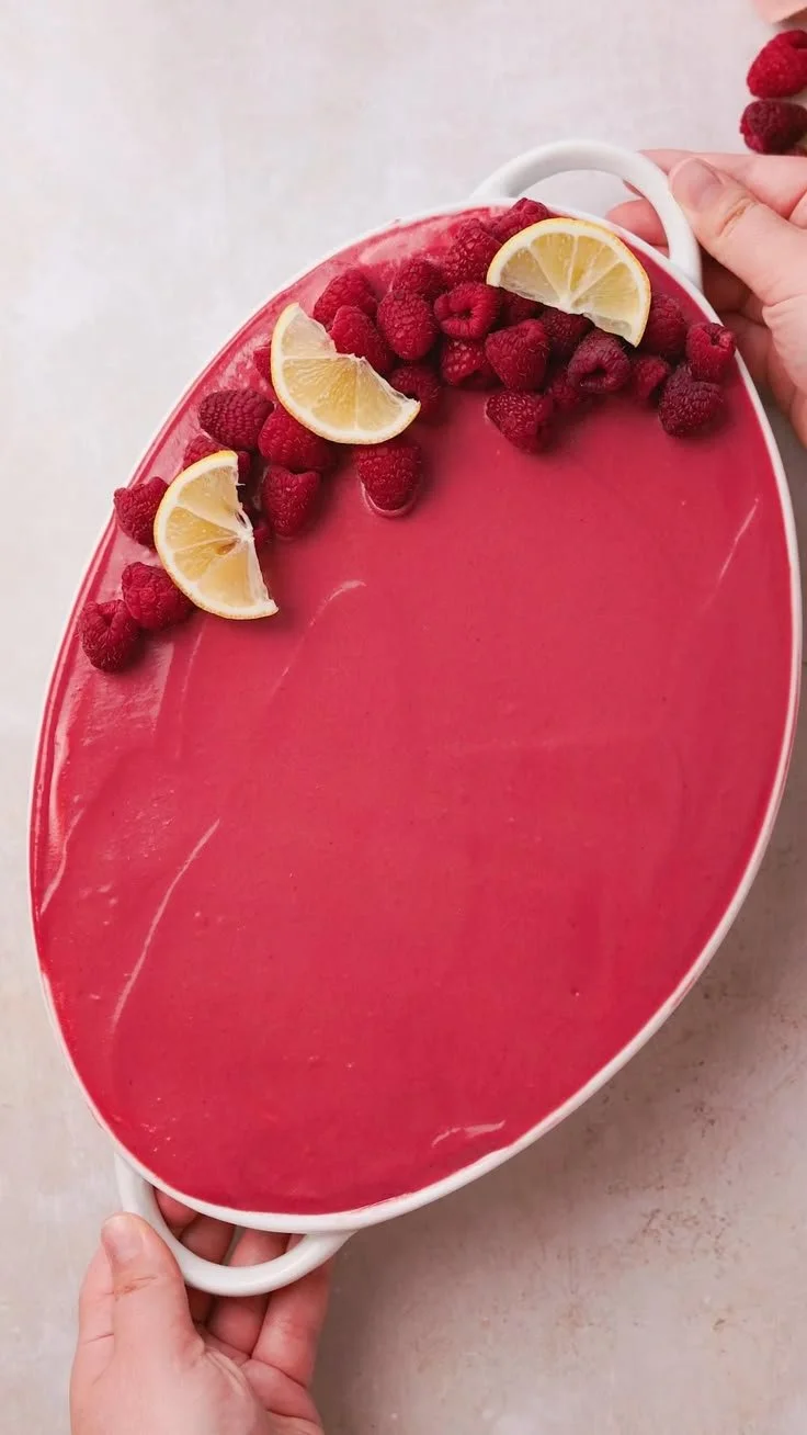 Delicious Raspberry Lemon Tiramisu dessert served in a glass.