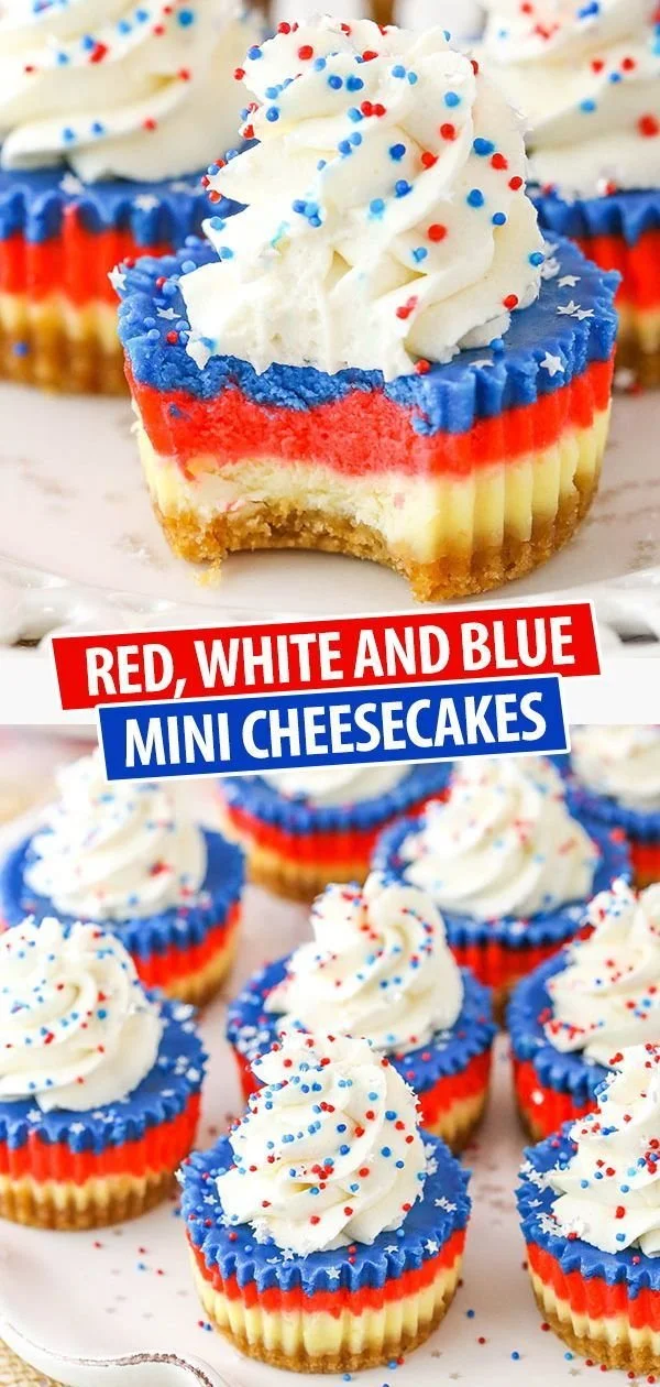 Red, White and Blue Mini Cheesecakes