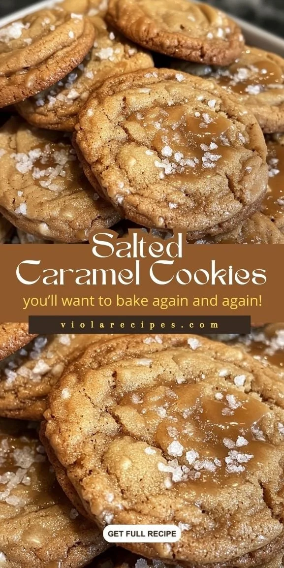 Freshly baked salted caramel cookies on a cooling rack