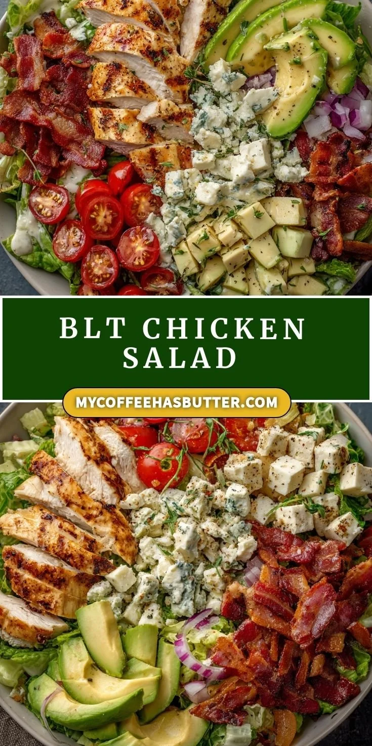 Savory BLT Chicken Salad with crispy bacon, fresh lettuce, and tender chicken