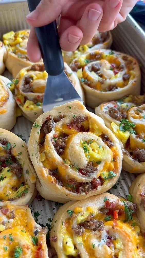 Savory breakfast rolls filled with delicious ingredients for a tasty morning treat.