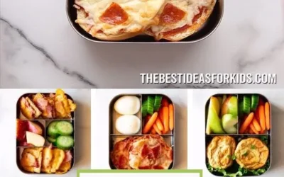 A variety of colorful school lunch ideas including sandwiches and veggies.