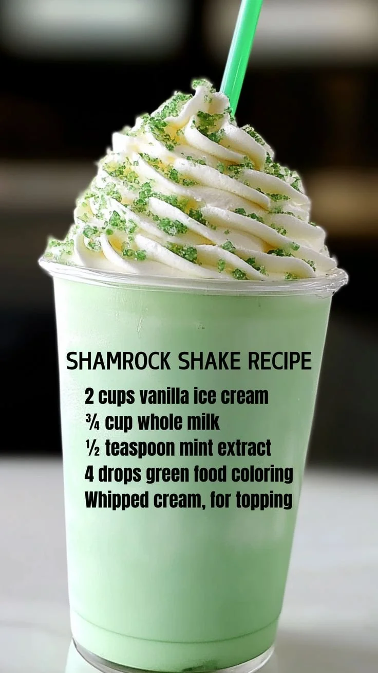 Shamrock Shake 8 Delicious Shamrock Shake topped with whipped cream and a cherry